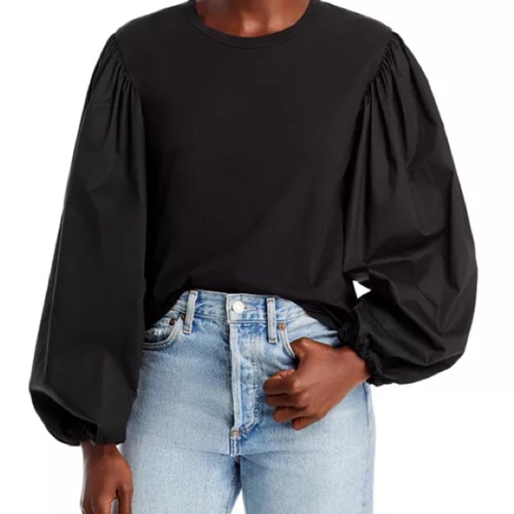 A.L.C Bella Cotton Ballon Sleeve Long Sleeve Shirt